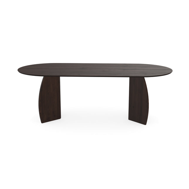 Eiken eettafel Walnut brown 2x - Plat ovaal - maan walnut brown 2x