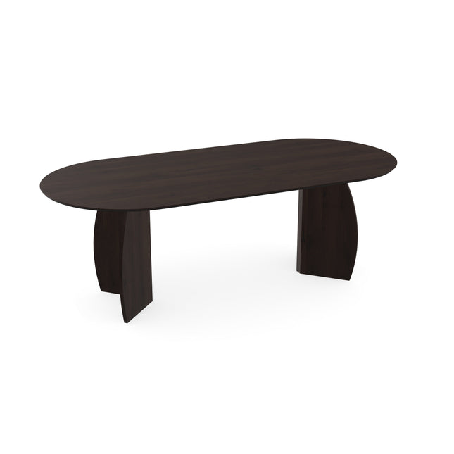 Eiken eettafel Walnut brown 2x - Plat ovaal - maan walnut brown 2x