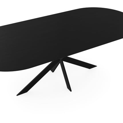 Eichen-Esstisch schwarz - flaches Oval - Matrix ultradünn schwarz