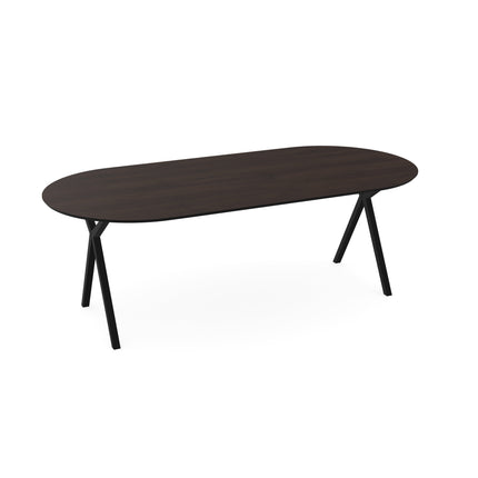 Eichen-Esstisch Walnussbraun 2x - Flachoval - Scissor Schwarz