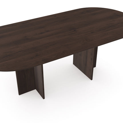 Eichentisch Walnut Brown 1x - Flach oval - T-Gestell Walnut Brown 1x