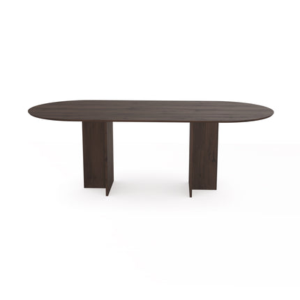 Eichentisch Walnut Brown 1x - Flach oval - T-Gestell Walnut Brown 1x