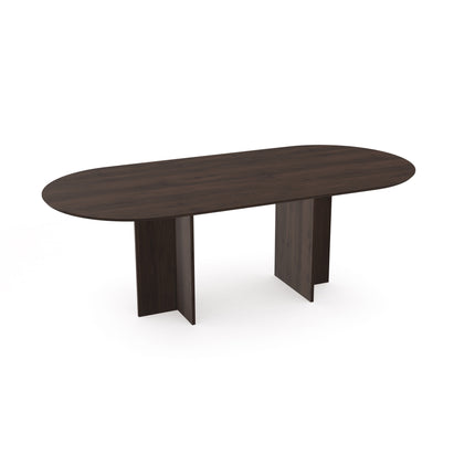 Eichentisch Walnut Brown 1x - Flach oval - T-Gestell Walnut Brown 1x