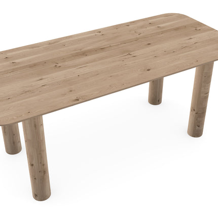 Eiken massief eettafel Naturel - Recht Radius - Columbus naturel