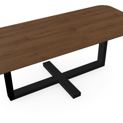 Massiver Eichentisch Toskanisch 2x - Gerade mit Radius - Halve Plus Schwarz