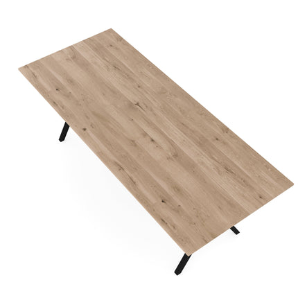 Massiver Esstisch aus Eiche Natur - Gerade Kante - Scissor Schwarz