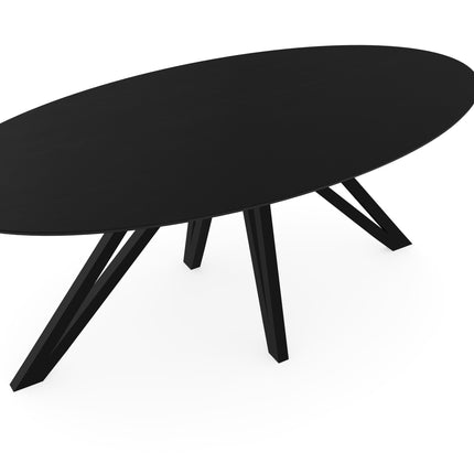 Massiver schwarzer Eichen-Esstisch - Oval - Spin schwarz