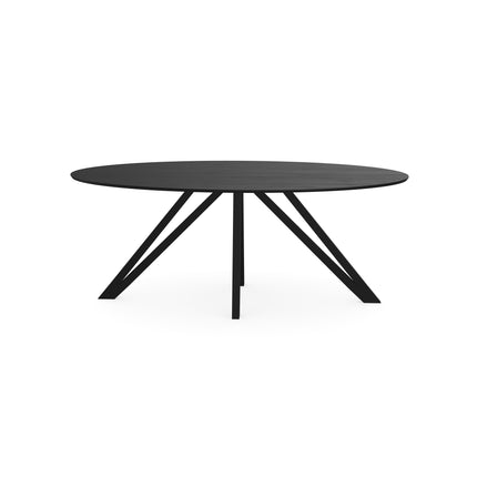 Massiver schwarzer Eichen-Esstisch - Oval - Spin schwarz