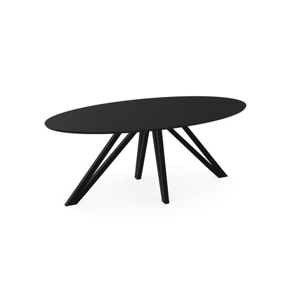 Massiver schwarzer Eichen-Esstisch - Oval - Spin schwarz