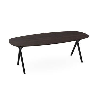 Massiver Eichen-Esstisch Walnussbraun 2x - Dänisches Oval - Scissor Schwarz