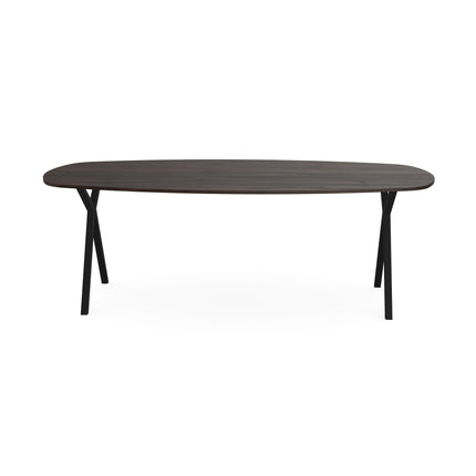 Massiver Eichen-Esstisch Walnussbraun 2x - Dänisches Oval - Scissor Schwarz