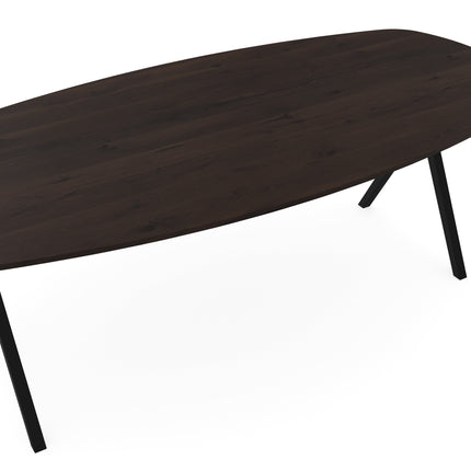 Massiver Eichen-Esstisch Walnussbraun 2x - Dänisches Oval - Scissor Schwarz