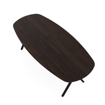 Massiver Eichen-Esstisch Walnussbraun 2x - Dänisches Oval - Scissor Schwarz
