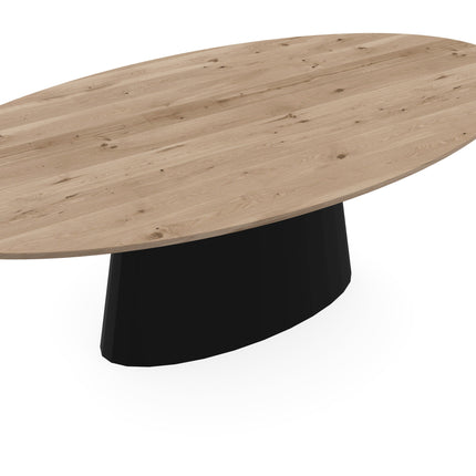 Massiver Eichentisch Natur - Oval - Sjors schwarz