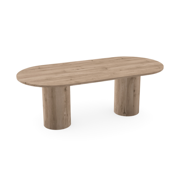 Eiken massief eettafel naturel - Plat ovaal - Columbus Duo