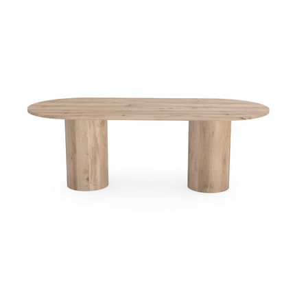 Eiken massief eettafel naturel - Plat ovaal - Columbus Duo