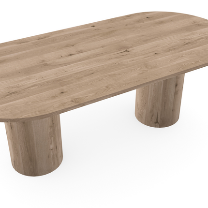 Eiken massief eettafel naturel - Plat ovaal - Columbus Duo