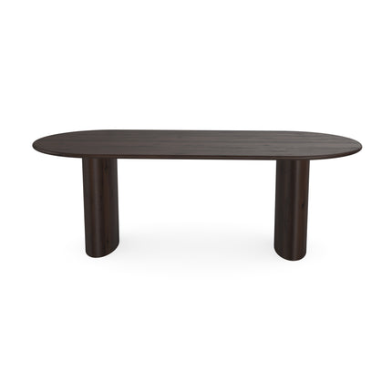 Massiver Eichen-Esstisch Walnussbraun 2x - Flach oval - Freya Walnussbraun 2x