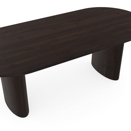 Massiver Eichen-Esstisch Walnussbraun 2x - Flach oval - Freya Walnussbraun 2x