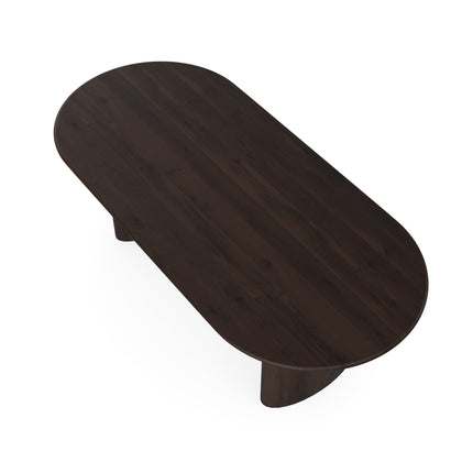 Massiver Eichen-Esstisch Walnussbraun 2x - Flach oval - Freya Walnussbraun 2x