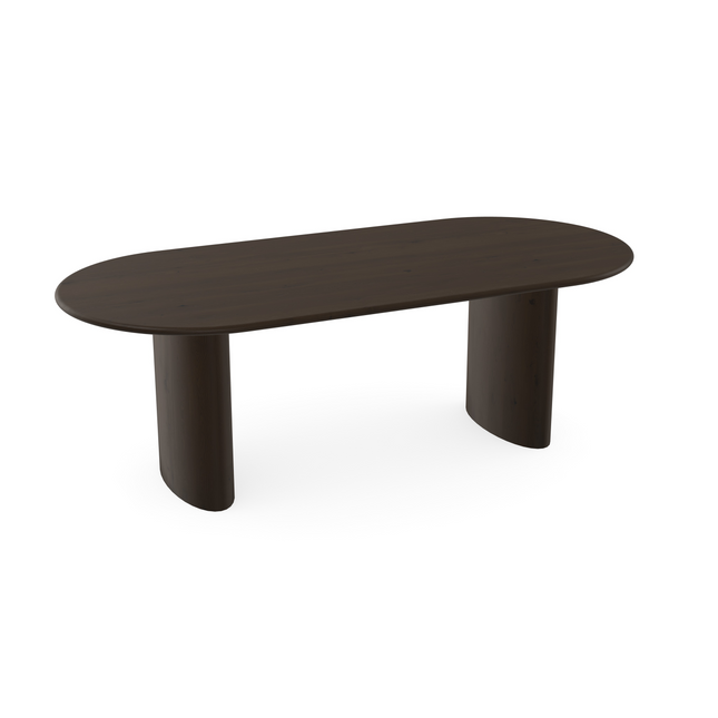 Eiken massief eettafel Walnut brown - Plat ovaal - Freya