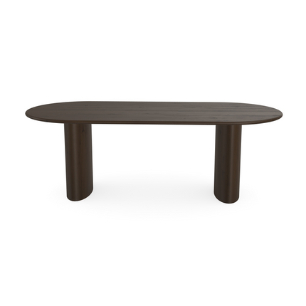 Eiken massief eettafel Walnut brown - Plat ovaal - Freya