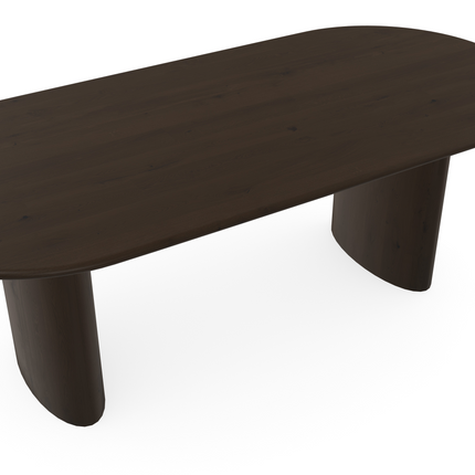 Eiken massief eettafel Walnut brown - Plat ovaal - Freya