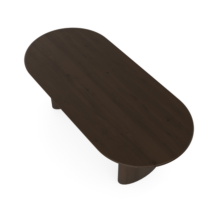 Eiken massief eettafel Walnut brown - Plat ovaal - Freya