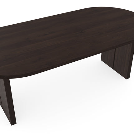 Massiver Eichentisch Walnut Brown 2x - Flach oval - Blockgestell Walnut Brown 2x