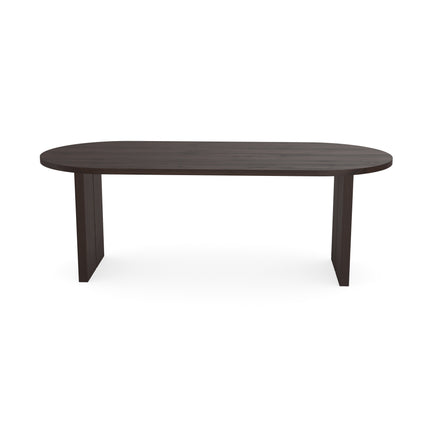 Massiver Eichentisch Walnut Brown 2x - Flach oval - Blockgestell Walnut Brown 2x