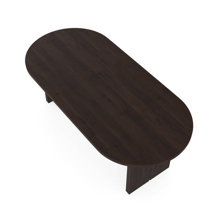 Massiver Eichentisch Walnut Brown 2x - Flach oval - Blockgestell Walnut Brown 2x
