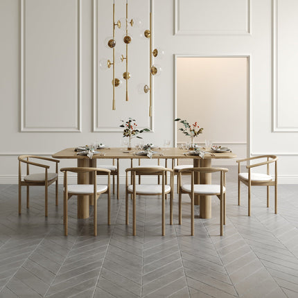 Eiken massief eettafel Naturel - Recht Radius - Columbus naturel