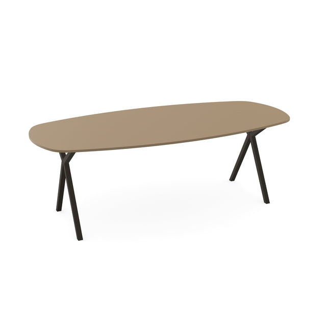 Fenix Eettafel Beige Luxor - Deens Ovaal - Scissor donker bruin