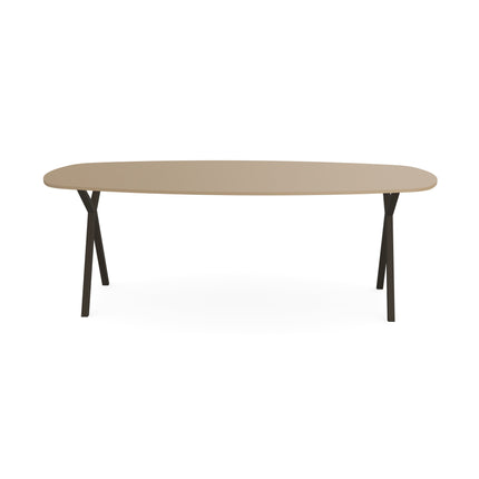 Fenix Eettafel Beige Luxor - Deens Ovaal - Scissor donker bruin