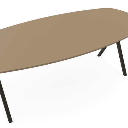Fenix Eettafel Beige Luxor - Deens Ovaal - Scissor donker bruin