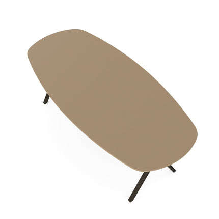 Fenix Eettafel Beige Luxor - Deens Ovaal - Scissor donker bruin