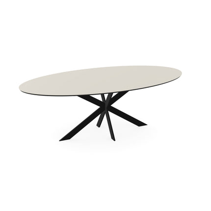 Fenix-Esstisch Bianco Male - Oval - Matrix ultradünn schwarz
