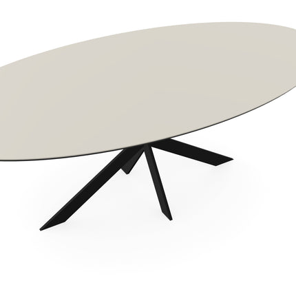 Fenix-Esstisch Bianco Male - Oval - Matrix ultradünn schwarz