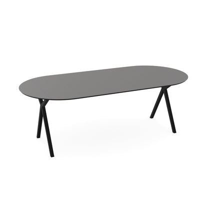 Fenix-Esstisch Grigio Efeso - flaches Oval - Scissor schwarz