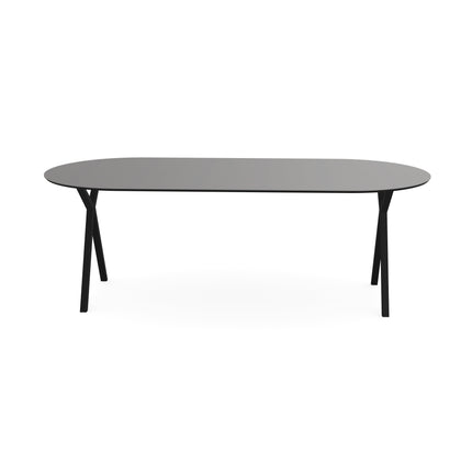 Fenix-Esstisch Grigio Efeso - flaches Oval - Scissor schwarz