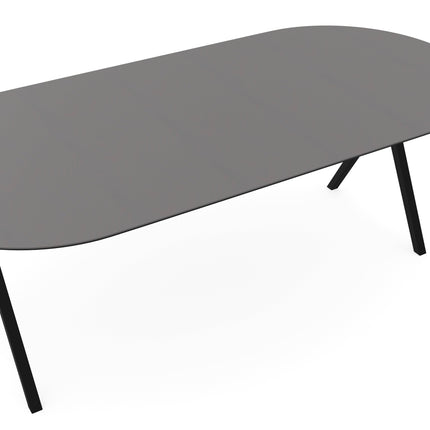 Fenix-Esstisch Grigio Efeso - flaches Oval - Scissor schwarz