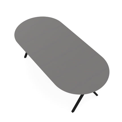 Fenix-Esstisch Grigio Efeso - flaches Oval - Scissor schwarz