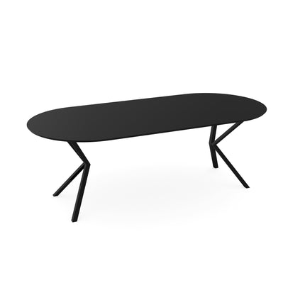 Fenix-Esstisch Nero Ingo - Flach oval - Schwarzes VV-Gestell