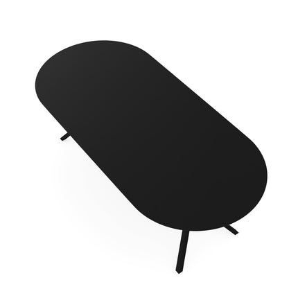 Fenix-Esstisch Nero Ingo - Flach oval - Schwarzes VV-Gestell