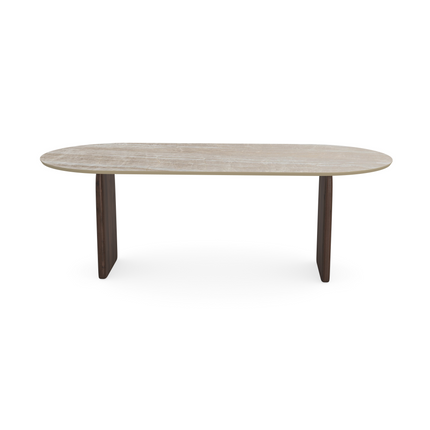 Keramiek eettafel Taj Mahal Sand - Plat Ovaal - Flip Walnut Brown 2x
