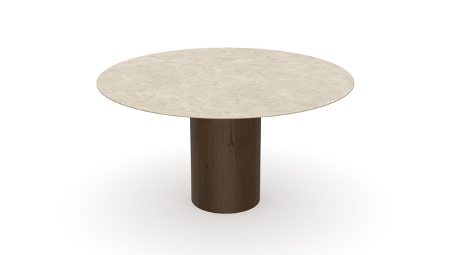 Keramiek eettafel Hermitage Arena - Rond - Columbus walnut brown 1x