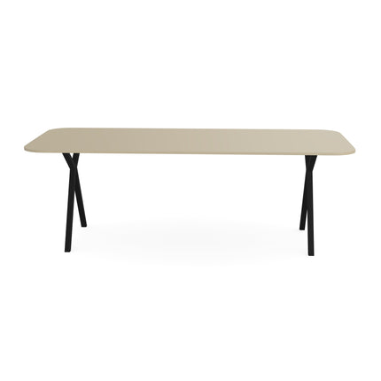 HPL Eettafel Dark Ecru - Recht radius - Scissor zwart