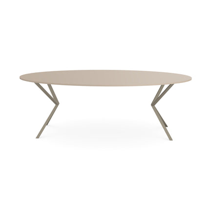 HPL Eettafel Oatmeal Beige - Ovaal - VV licht bruin