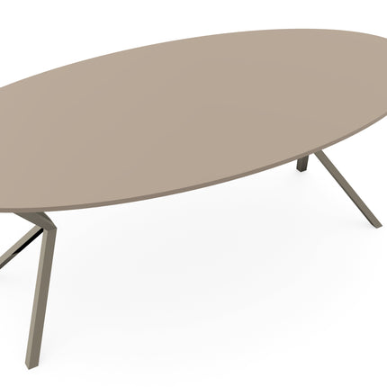 HPL Eettafel Oatmeal Beige - Ovaal - VV licht bruin