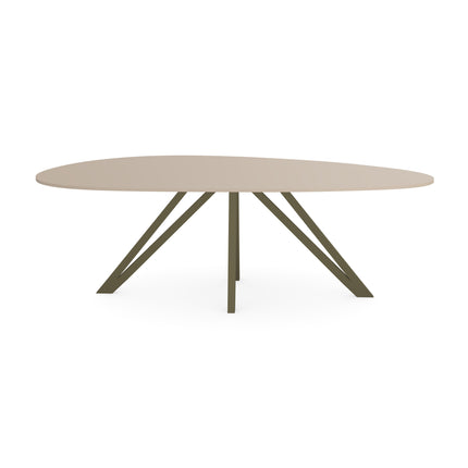 HPL Eettafel Oatmeal Beige - Kiezel B - Spin donker bruin